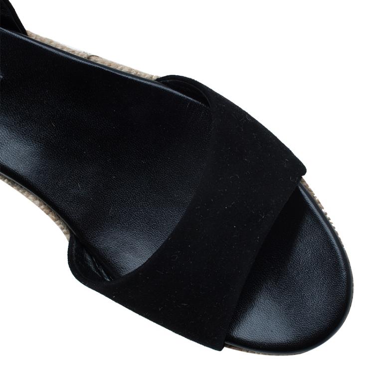 Pre Owned Miu Miu Black Suede Espadrille Platform Sandals Size 39