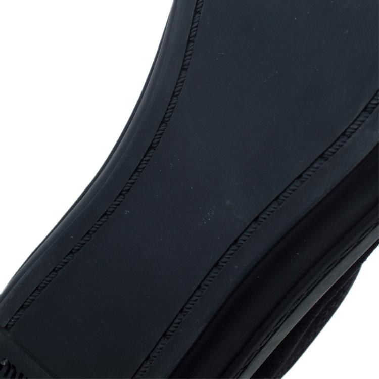 مملوكة مسبقًا Miu Miu Black Suede Crystal Cap Toe Suede Sneakers Size 39