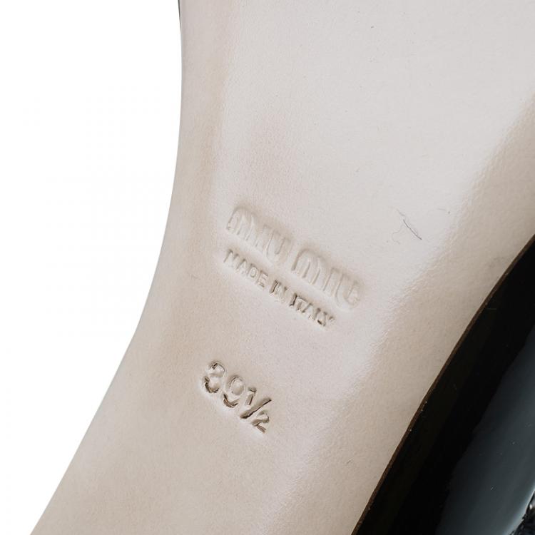 Pre Owned Miu Miu Black Patent Jeweled Mary Jane Ballet Flats Size 39.5