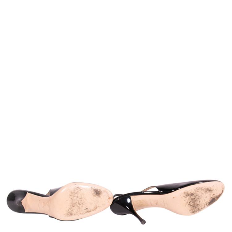 Pre Owned Miu Miu Black Patent Slingback Sandals Size 37.5