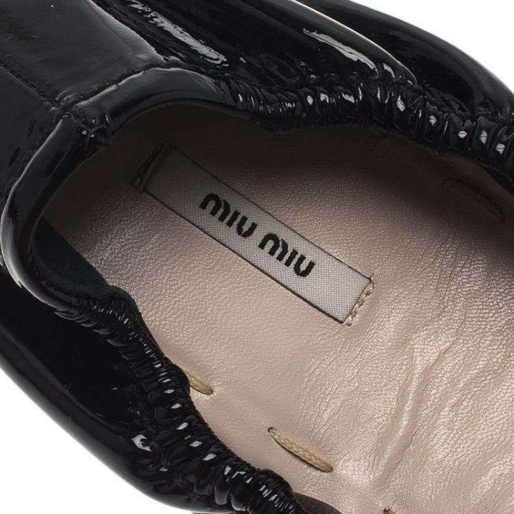 Pre Owned  Miu Miu Black Patent Jeweled Ballet Flats Size 38.5