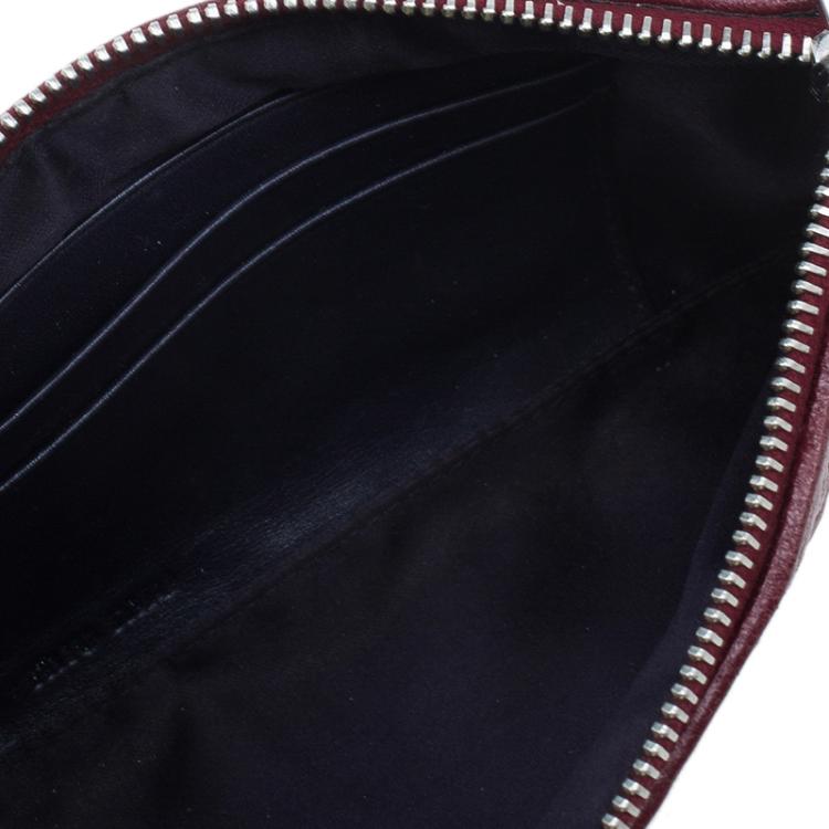 Pre Owned Miu Miu Red Matelasse Leather Wallet