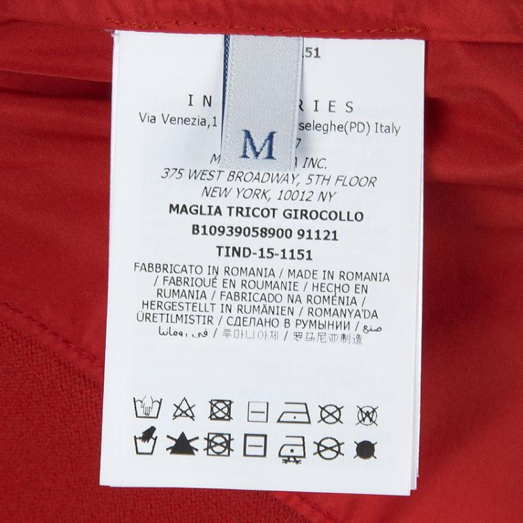 Pre Owned Moncler Red Knit  Floral Applique Sleeve Detail Top M