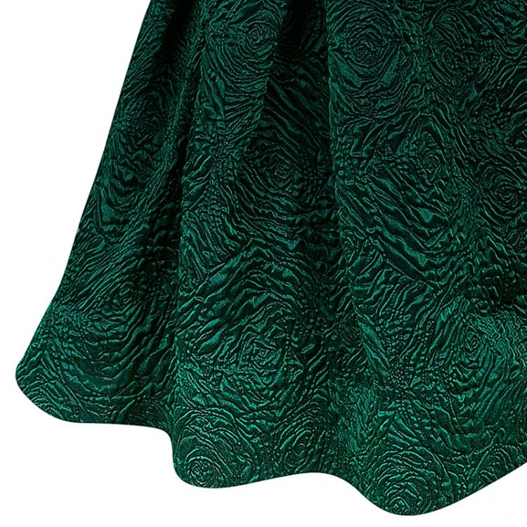 Pre Owned Monique Lhuillier Green Tufted-skirt Strapless Gown M