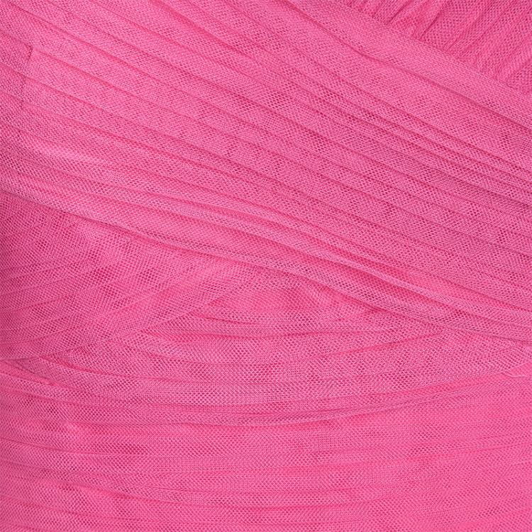 Pre Owned Monique Lhuillier Pink Pleated Net Detail Sleeveless Gown S