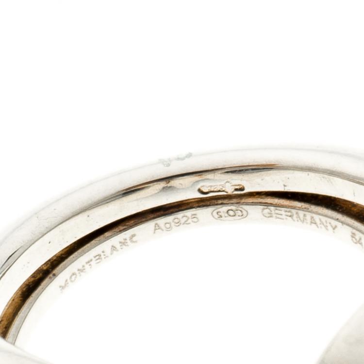 Pre Owned Montblanc Cabochon de Montblanc Rose Quartz Silver Ring 