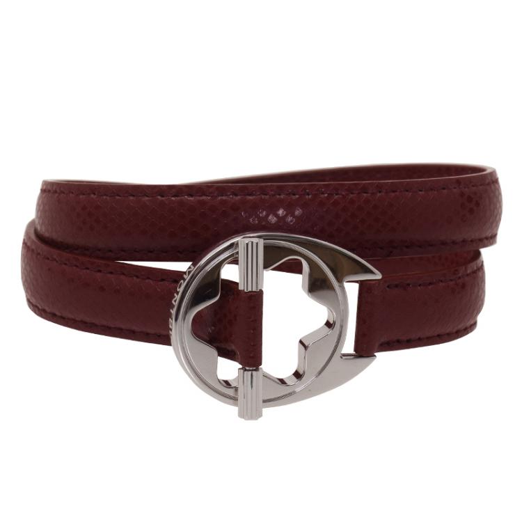 Pre Owned Montblanc Hold Me Tight Red Leather Silver Bracelet