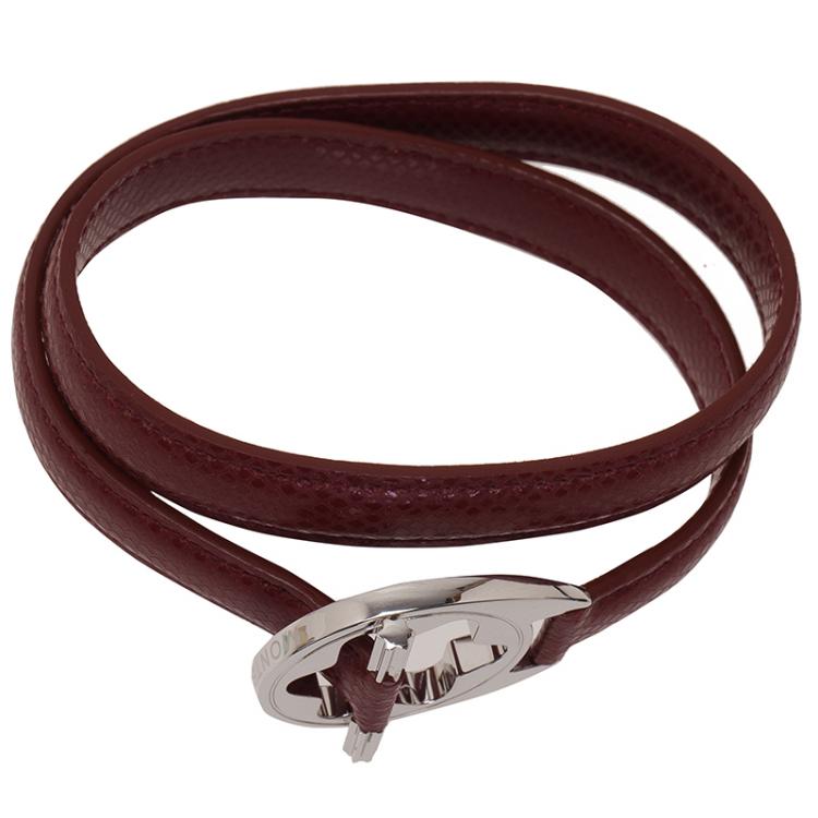 Pre Owned Montblanc Hold Me Tight Red Leather Silver Bracelet