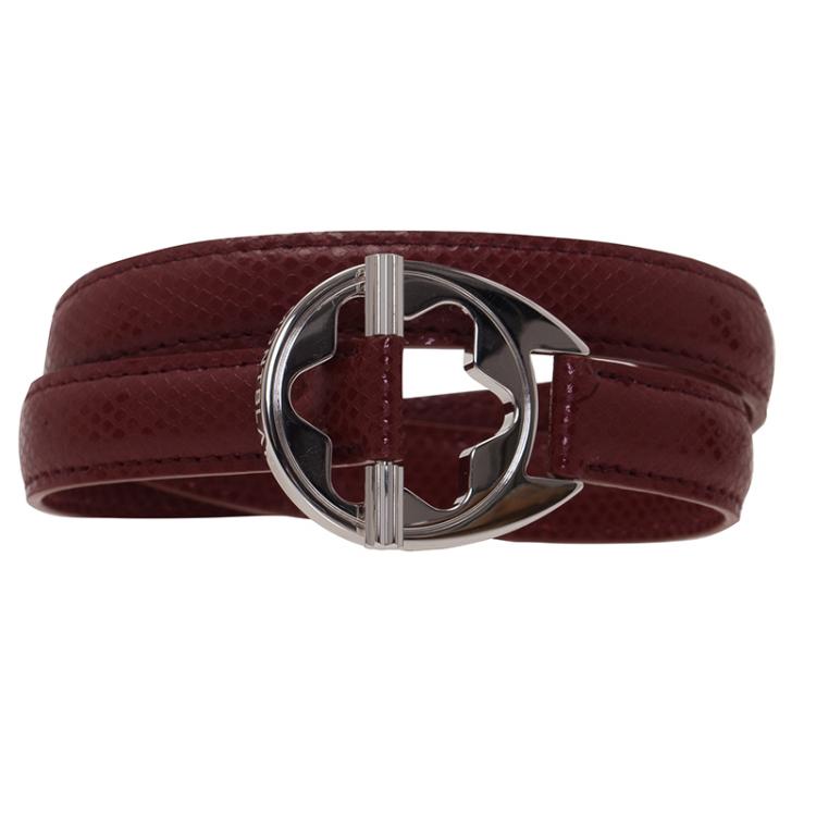 Pre Owned Montblanc Hold Me Tight Red Leather Silver Bracelet