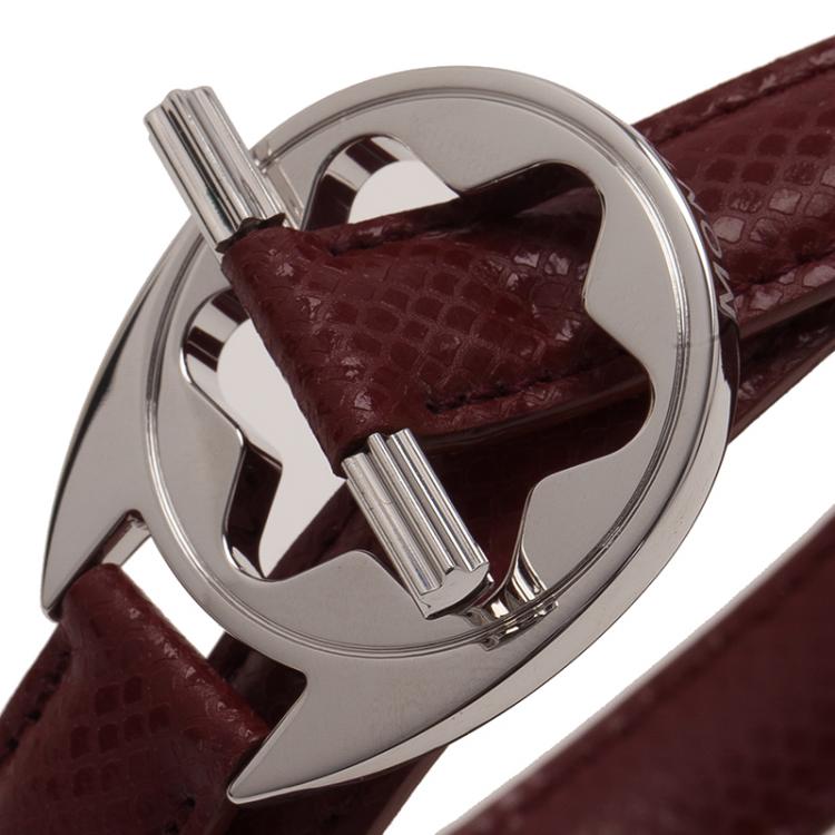 Pre Owned Montblanc Hold Me Tight Red Leather Silver Bracelet