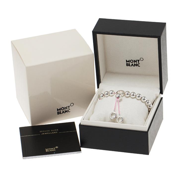مملوكة مسبقًا Montblanc Star Beads Pink Cord Silver Bracelet