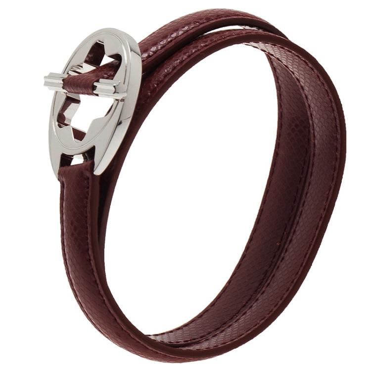 Pre Owned Montblanc Hold Me Tight Red Leather Silver Bracelet