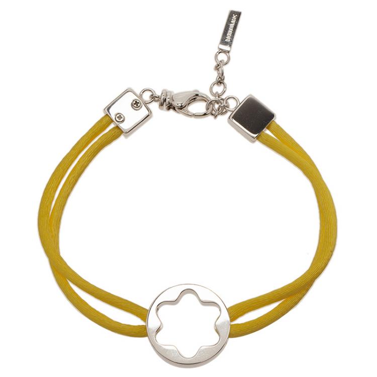 Pre Owned Montblanc Star Yellow Cord Silver  Bracelet