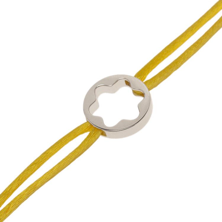 Pre Owned Montblanc Star Yellow Cord Silver  Bracelet