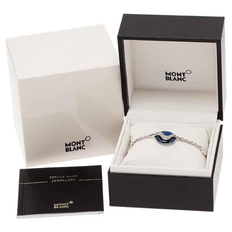 Pre Owned Montblanc Blue Pendant Silver Bracelet