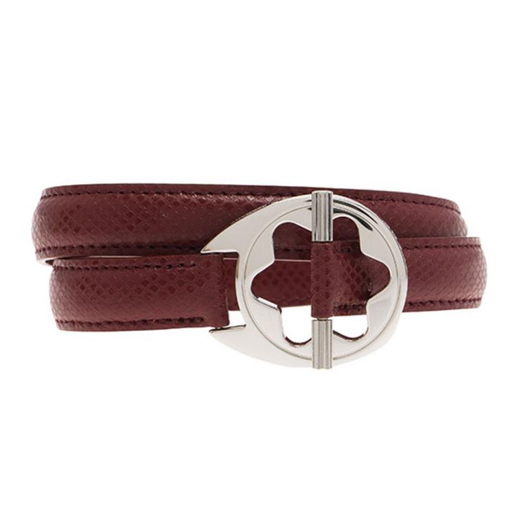 Pre Owned Montblanc Star Collection Hold Me Tight Red Leather Silver Bracelet Size 18cm