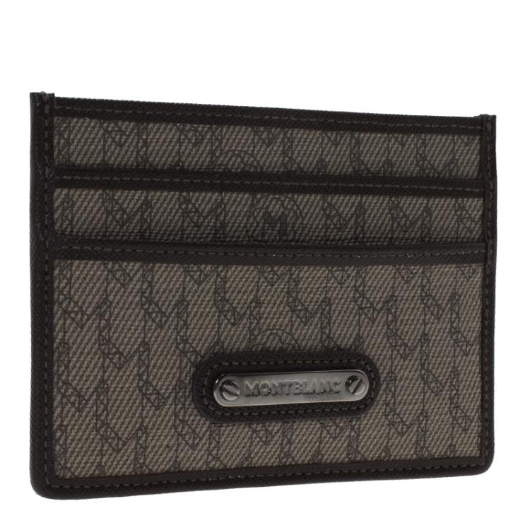 Pre Owned Montblanc Brown/Beige Coated Canvas Signature Pocket Holder 4CC