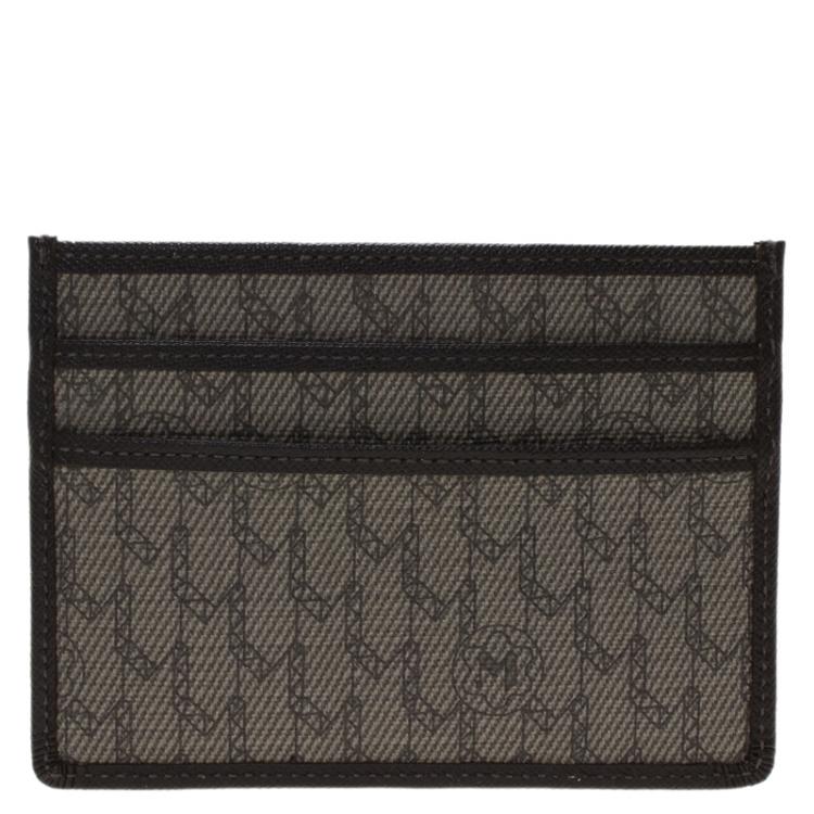 Pre Owned Montblanc Brown/Beige Coated Canvas Signature Pocket Holder 4CC