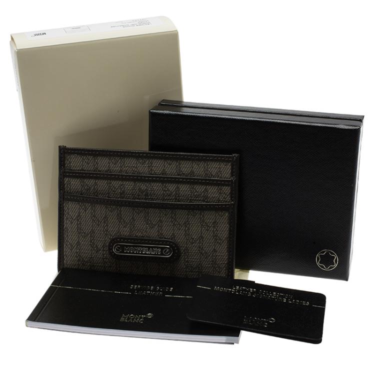Pre Owned Montblanc Brown/Beige Coated Canvas Signature Pocket Holder 4CC