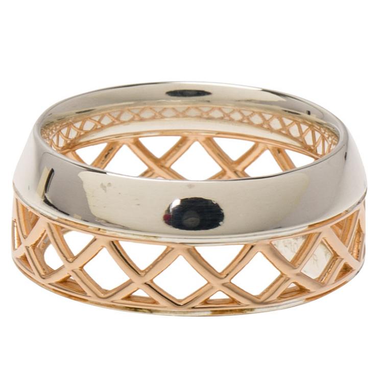 Pre Owned Montblanc Silver Rose Gold Tone Band Ring 58