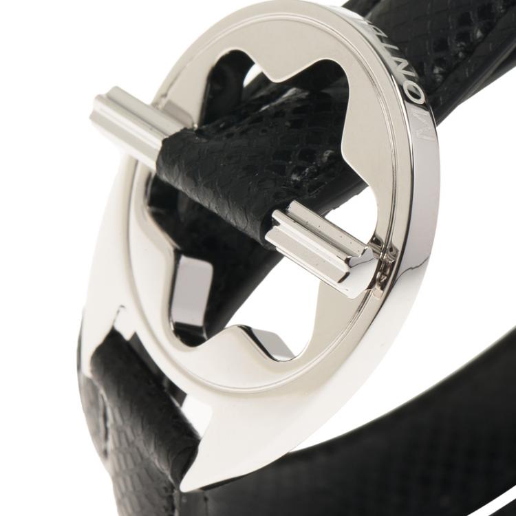 Montblanc Star Collection Hold Me Tight Black Leather Silver Bracelet ...