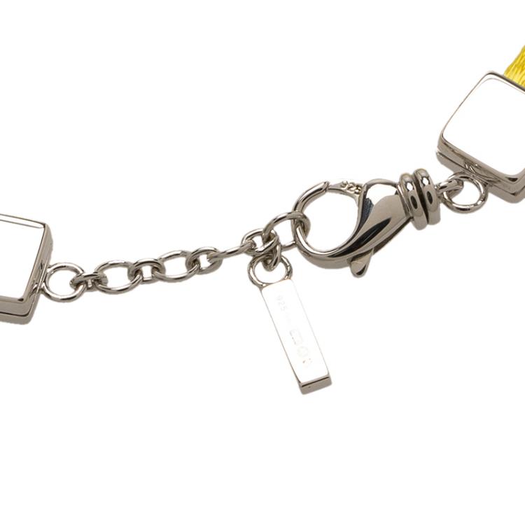 Pre Owned Montblanc Star Collection Silver Star Yellow Satin Bracelet