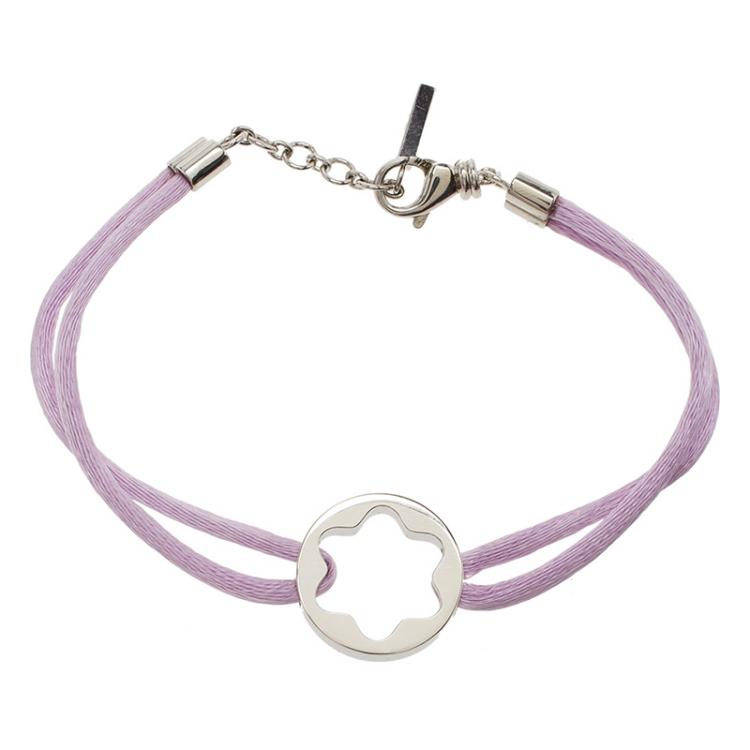Pre Owned Montblanc Star Collection Lilac Satin Silver Star Bracelet