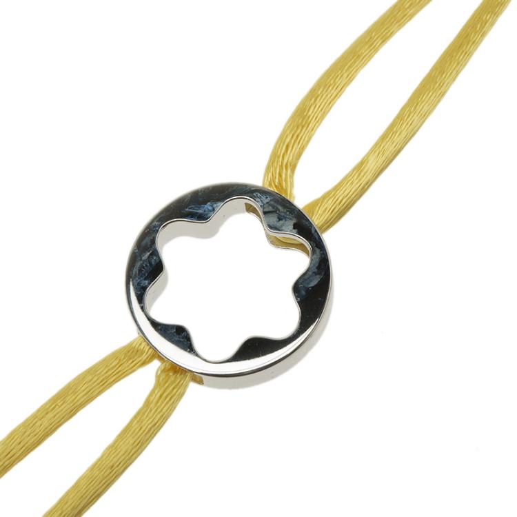 Pre Owned Montblanc Star Collection Yellow Satin Silver Star Bracelet