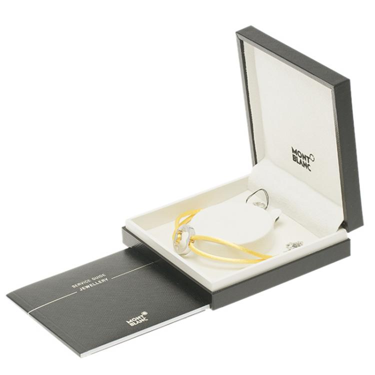 Pre Owned Montblanc Star Collection Yellow Satin Silver Star Bracelet