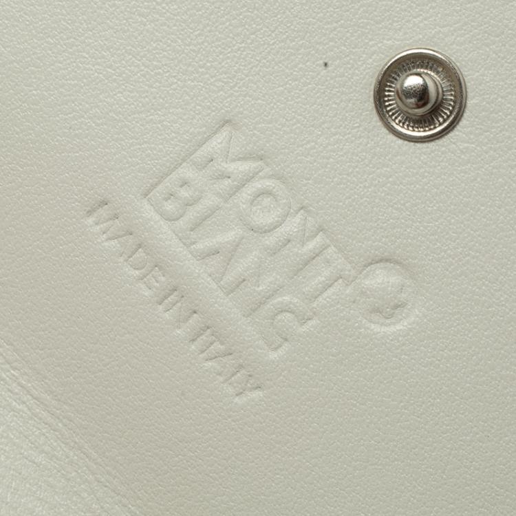 Pre Owned Montblanc Beige Croc Embossed Leather 6CC Flap Wallet