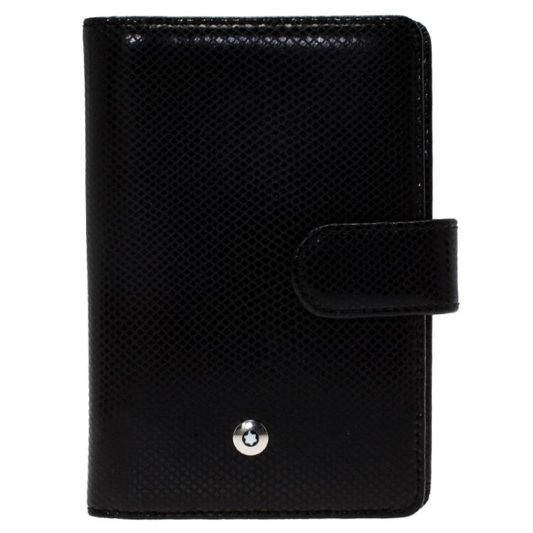 Pre Owned Montblanc Black Leather Clasp Business Card Holder