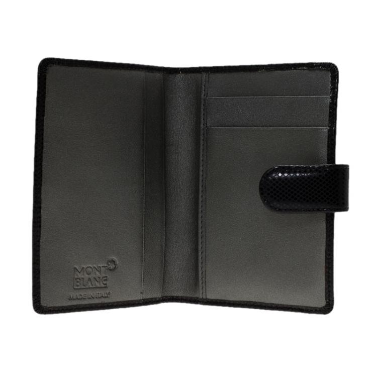 Pre Owned Montblanc Black Leather Clasp Business Card Holder