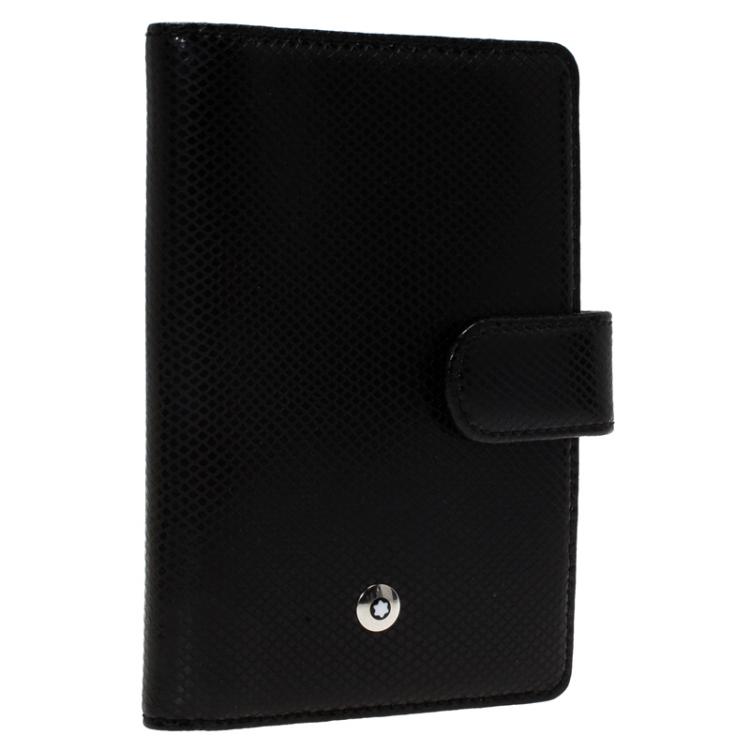 Pre Owned Montblanc Black Leather Clasp Business Card Holder