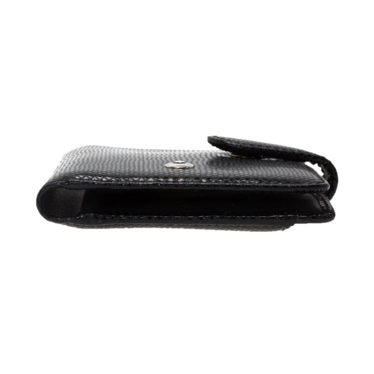 Pre Owned Montblanc Black Leather Clasp Business Card Holder