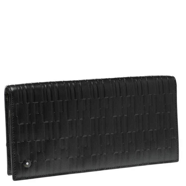 Pre Owned Montblanc Gun Metal Leather Westside Black Mystery Wallet 14CC