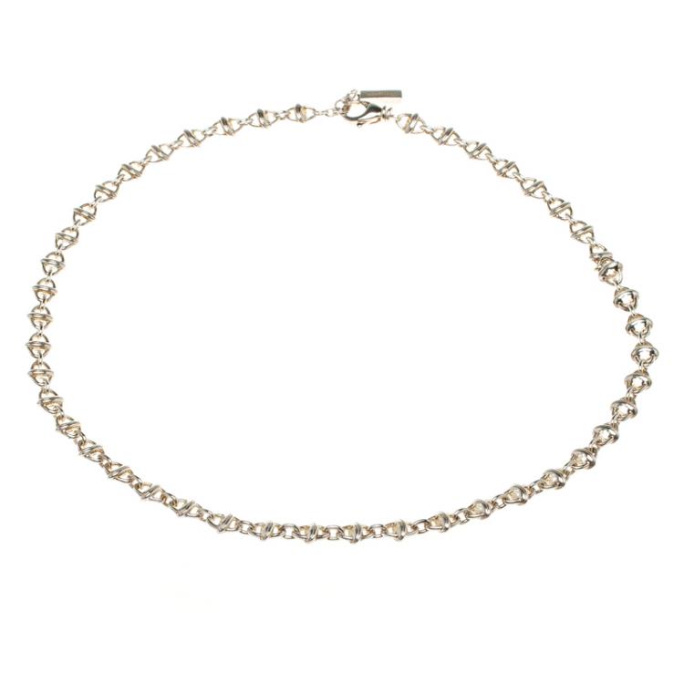 Pre Owned Montblanc Icon Link Motif Silver Chain Necklace