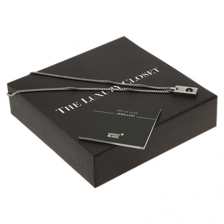 Pre Owned Montblanc Diamond Stainless Steel Pendant Necklace