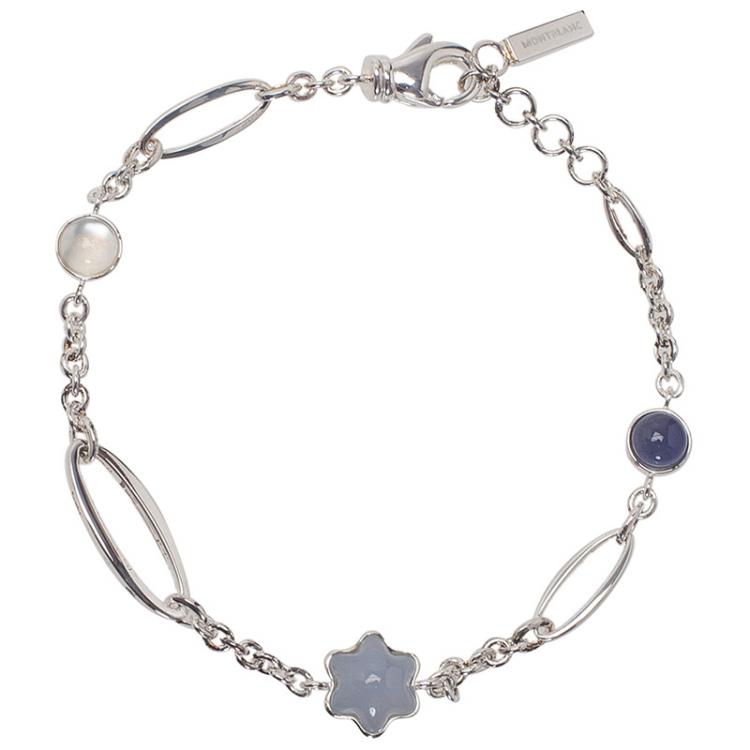 مملوكة مسبقًا Montblanc Star Blue Cabouchon Silver Bracelet
