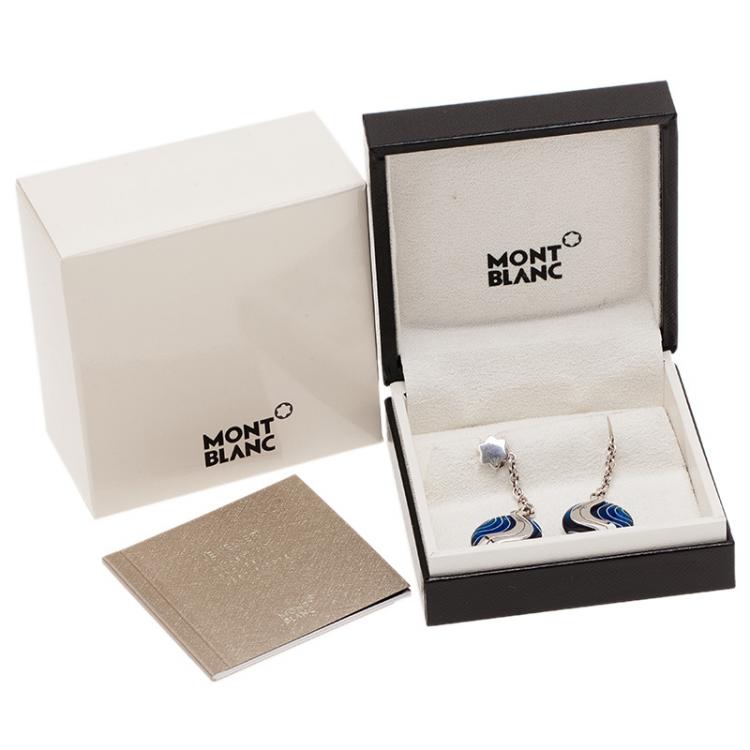 Pre Owned Montblanc Blue Pendant Silver Earrings