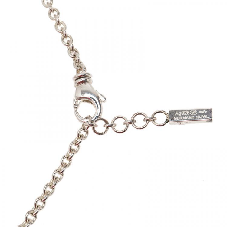 Pre Owned Montblanc Blue Pendant Silver Necklace