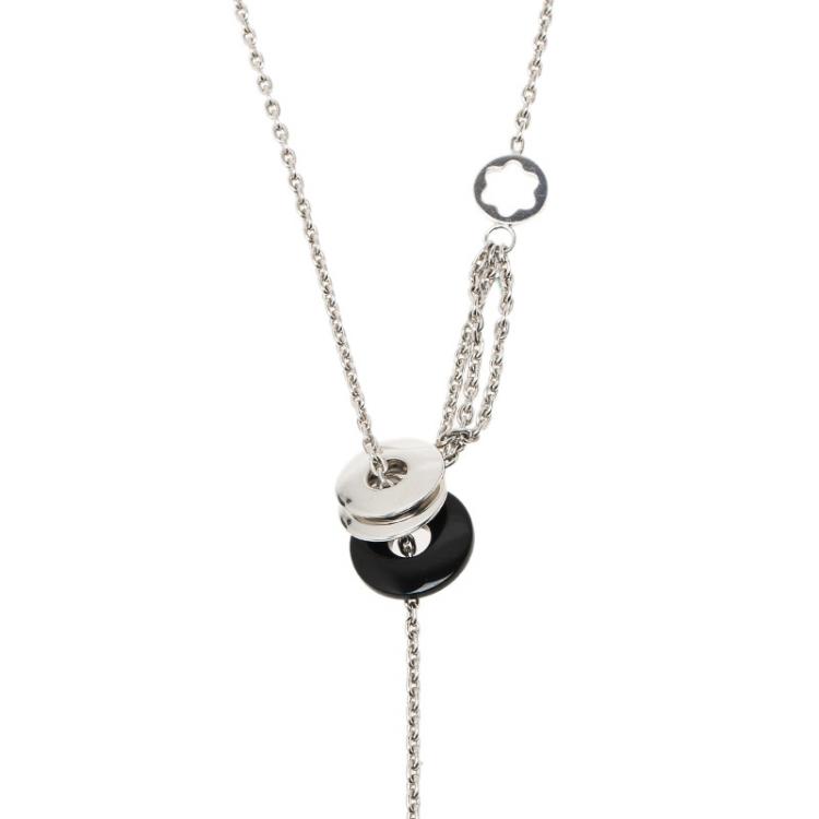 Pre Owned Montblanc Ceramic Silver Lariat Necklace