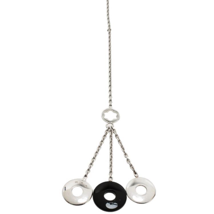 Pre Owned Montblanc Ceramic Silver Lariat Necklace