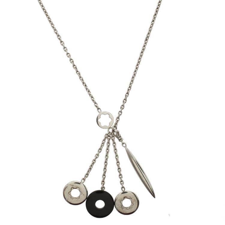 Pre Owned Montblanc Ceramic Silver Lariat Necklace