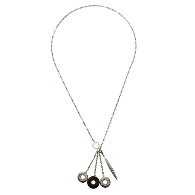 Pre Owned Montblanc Ceramic Silver Lariat Necklace