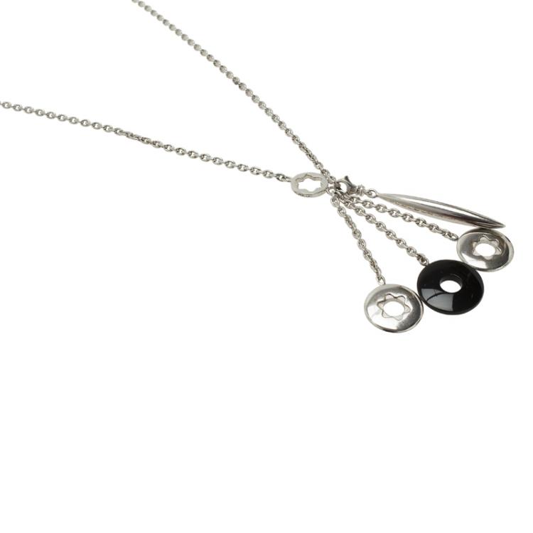 Pre Owned Montblanc Ceramic Silver Lariat Necklace