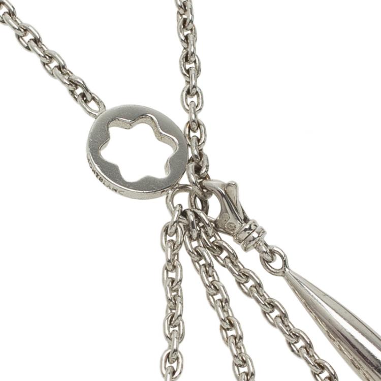 Pre Owned Montblanc Ceramic Silver Lariat Necklace