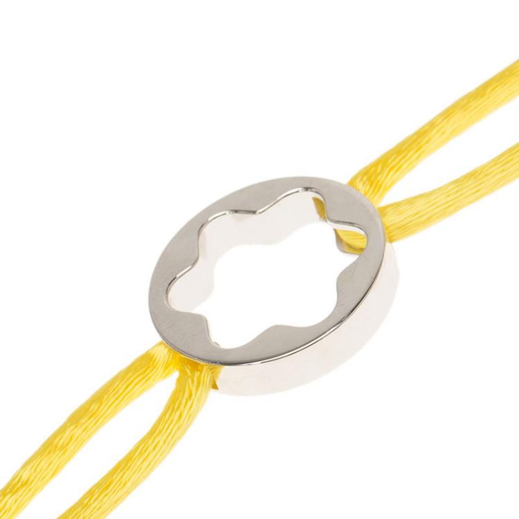 Pre Owned Montblanc Star Collection Yellow Satin Silver Star Bracelet