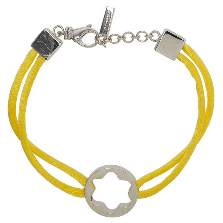 Pre Owned Montblanc Star Collection Yellow Satin Silver Star Bracelet