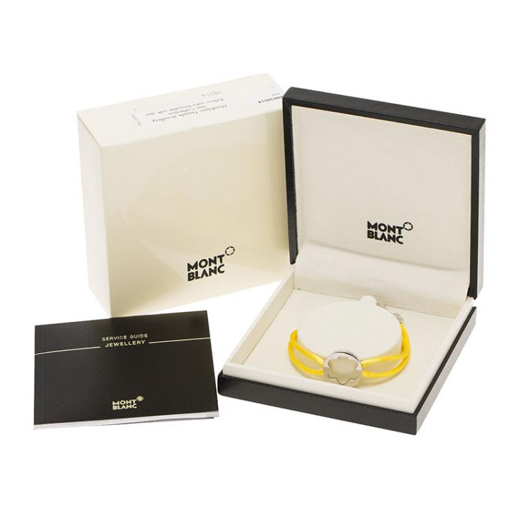 Pre Owned Montblanc Star Collection Yellow Satin Silver Star Bracelet