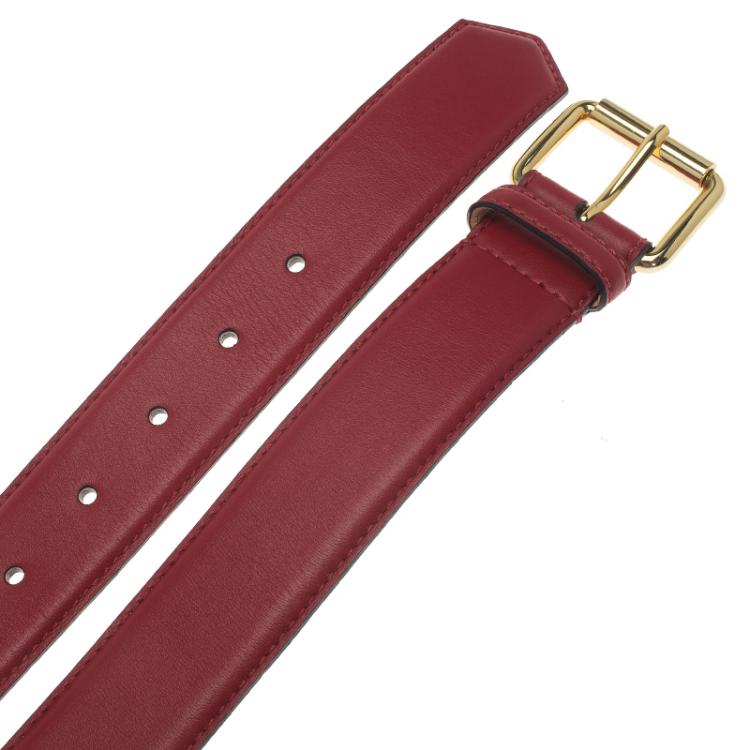 Pre Owned Moschino Red Leather Logo Chain Belt 95 CM